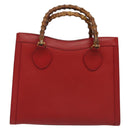 GUCCI Bamboo Hand Bag Leather Red Gold 002 2865 0260 Auth ep10194-3