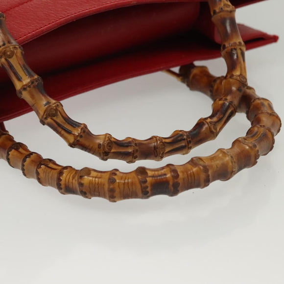 GUCCI Bamboo Hand Bag Leather Red Gold 002 2865 0260 Auth ep10194