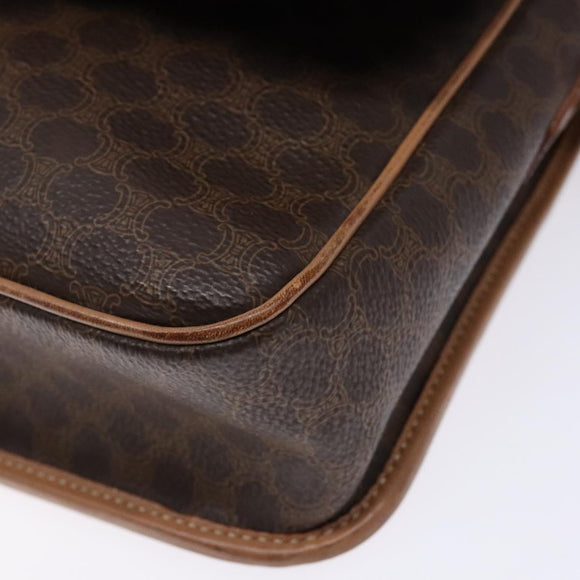 CELINE Macadam Canvas Shoulder Bag PVC Leather Brown Gold Auth ep10201