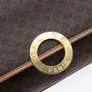 CELINE Macadam Canvas Shoulder Bag PVC Leather Brown Gold Auth ep10201-17