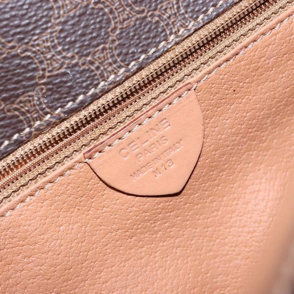 CELINE Macadam Canvas Shoulder Bag PVC Leather Brown Gold Auth ep10201