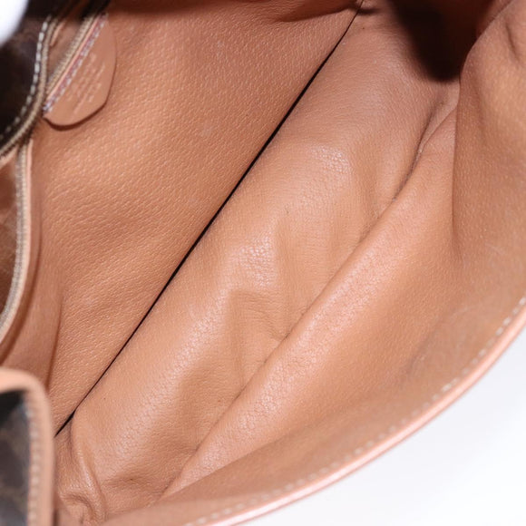 CELINE Macadam Canvas Shoulder Bag PVC Leather Brown Gold Auth ep10201