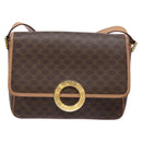 CELINE Macadam Canvas Shoulder Bag PVC Leather Brown Gold Auth ep10201-13