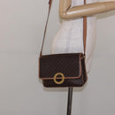 CELINE Macadam Canvas Shoulder Bag PVC Leather Brown Gold Auth ep10201-21