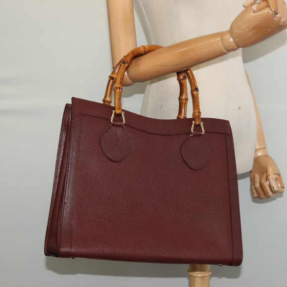 GUCCI Bamboo Hand Bag Leather Brown Gold 002 1186 0260 Auth ep10204