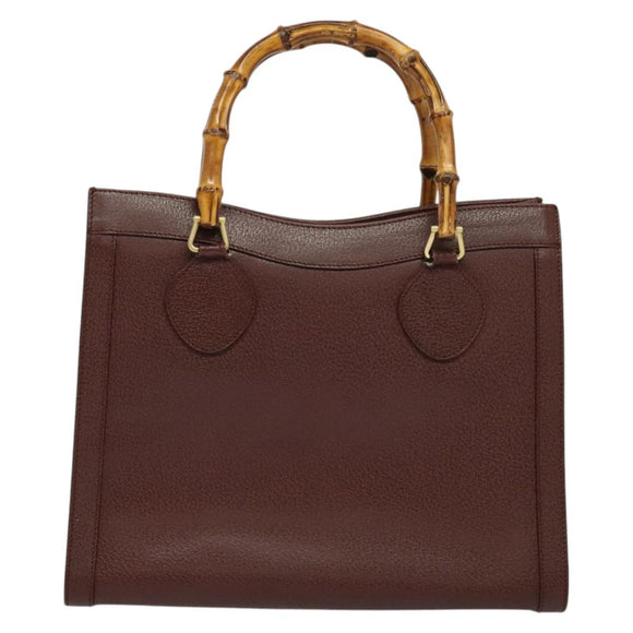 GUCCI Bamboo Hand Bag Leather Brown Gold 002 1186 0260 Auth ep10204