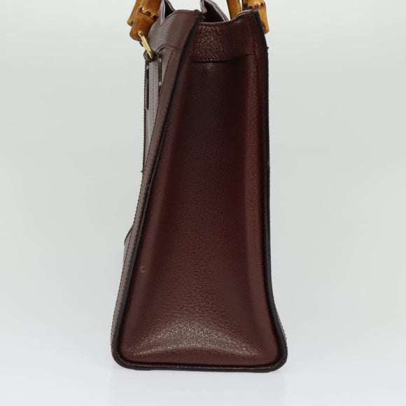 GUCCI Bamboo Hand Bag Leather Brown Gold 002 1186 0260 Auth ep10204