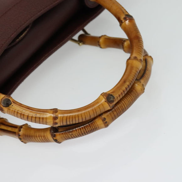 GUCCI Bamboo Hand Bag Leather Brown Gold 002 1186 0260 Auth ep10204
