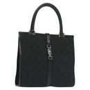 GUCCI GG Canvas Jackie Hand Bag Black Silver 002 1065 Auth ep10213-1