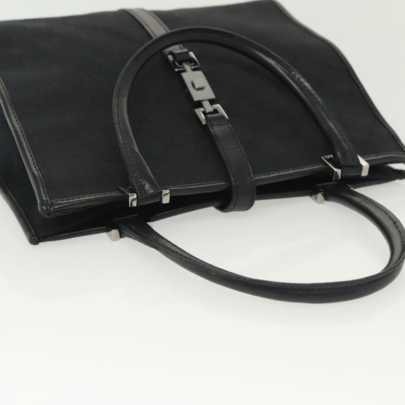 GUCCI GG Canvas Jackie Hand Bag Black Silver 002 1065 Auth ep10213