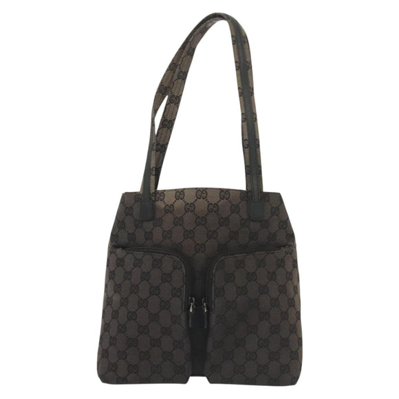 GUCCI GG Canvas Tote Bag Black Silver 002 1076 3754 Auth ep10216