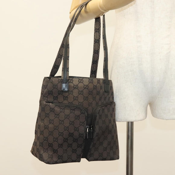 GUCCI GG Canvas Tote Bag Black Silver 002 1076 3754 Auth ep10216