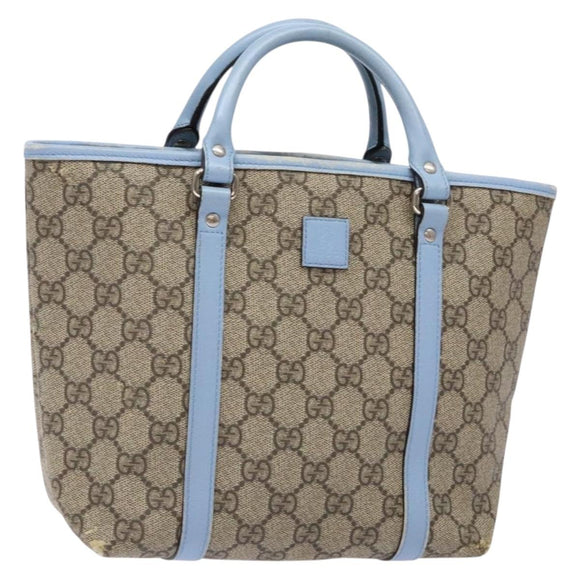 GUCCI GG Supreme Hand Bag PVC Beige Silver 297557 Auth ep10221