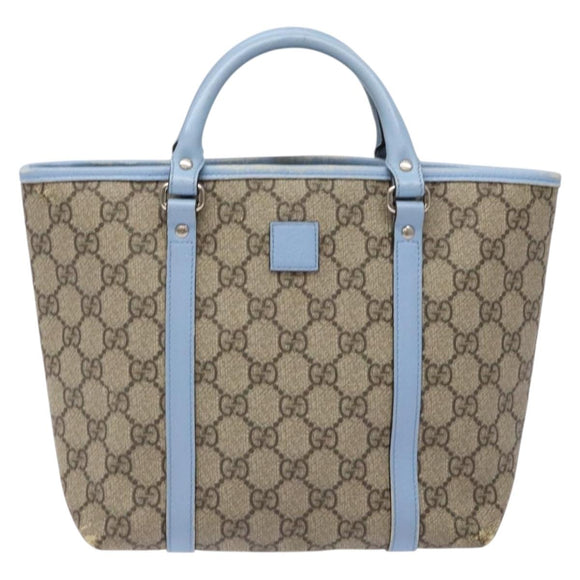 GUCCI GG Supreme Hand Bag PVC Beige Silver 297557 Auth ep10221