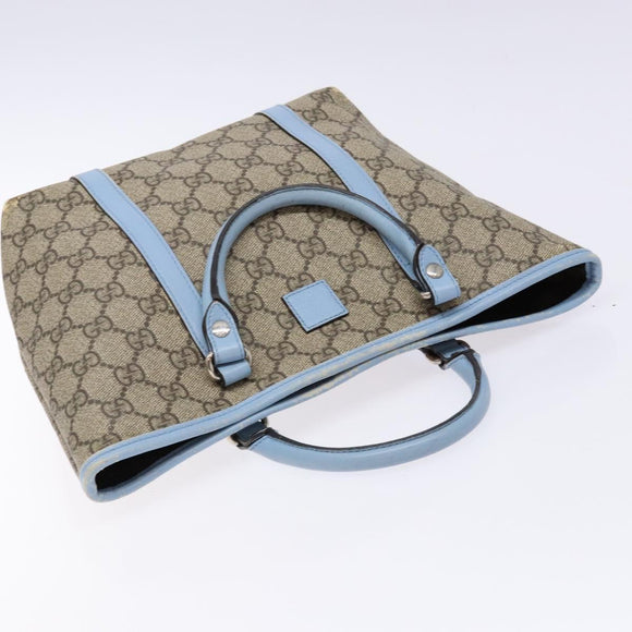 GUCCI GG Supreme Hand Bag PVC Beige Silver 297557 Auth ep10221