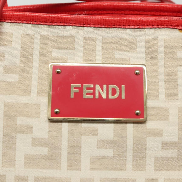 FENDI Zucca Canvas Tote Bag White Gold Auth ep10233