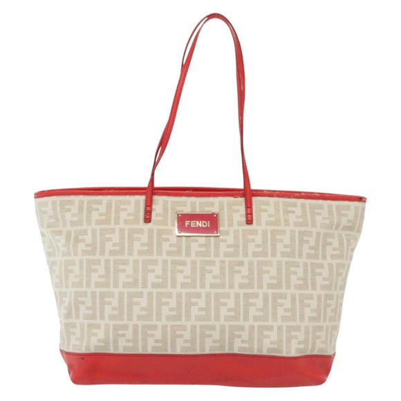 FENDI Zucca Canvas Tote Bag White Gold Auth ep10233