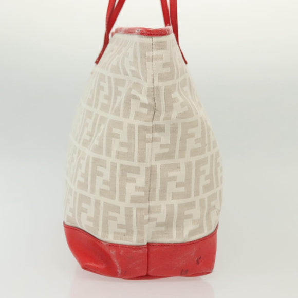 FENDI Zucca Canvas Tote Bag White Gold Auth ep10233