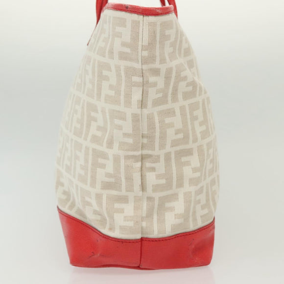 FENDI Zucca Canvas Tote Bag White Gold Auth ep10233