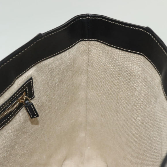 GUCCI Tote Bag Leather Gold Black 141432 Auth ep10234
