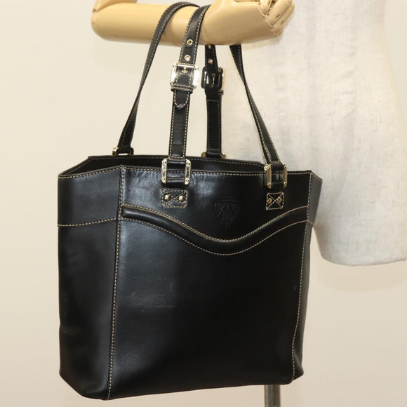 GUCCI Tote Bag Leather Gold Black 141432 Auth ep10234