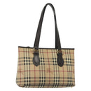BURBERRY Nova Check Tote Bag PVC Leather Beige Gold Auth ep10235-1