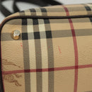 BURBERRY Nova Check Tote Bag PVC Leather Beige Gold Auth ep10235-6