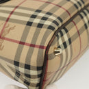 BURBERRY Nova Check Tote Bag PVC Leather Beige Gold Auth ep10235-9