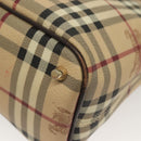 BURBERRY Nova Check Tote Bag PVC Leather Beige Gold Auth ep10235-15