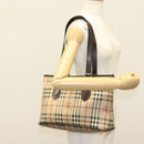 BURBERRY Nova Check Tote Bag PVC Leather Beige Gold Auth ep10235-23