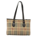 BURBERRY Nova Check Tote Bag PVC Leather Beige Gold Auth ep10235-2