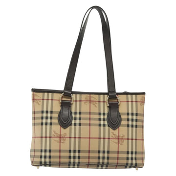 BURBERRY Nova Check Tote Bag PVC Leather Beige Gold Auth ep10235 - 0