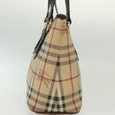 BURBERRY Nova Check Tote Bag PVC Leather Beige Gold Auth ep10235-3