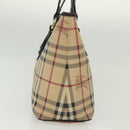 BURBERRY Nova Check Tote Bag PVC Leather Beige Gold Auth ep10235-4