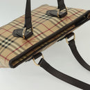 BURBERRY Nova Check Tote Bag PVC Leather Beige Gold Auth ep10235-7