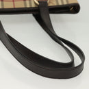 BURBERRY Nova Check Tote Bag PVC Leather Beige Gold Auth ep10235-8