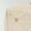 Christian Dior Canage Hand Bag Canvas White Gold Auth ep10239-6