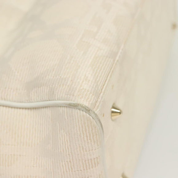 Christian Dior Canage Hand Bag Canvas White Gold Auth ep10239