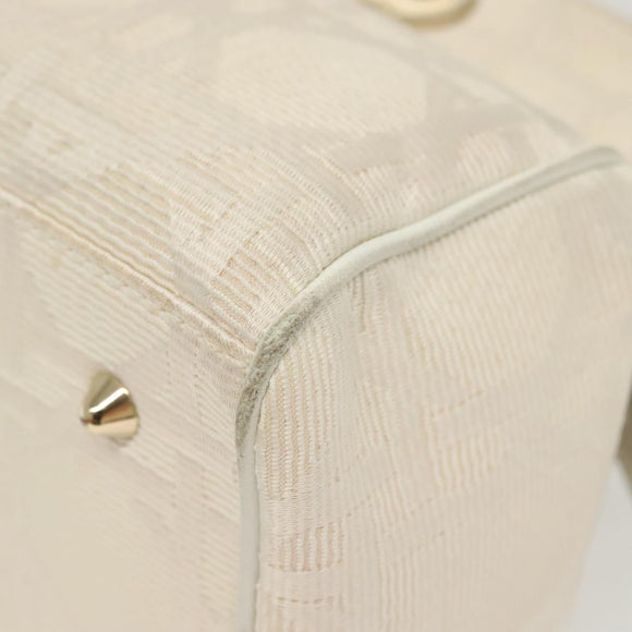 Christian Dior Canage Hand Bag Canvas White Gold Auth ep10239