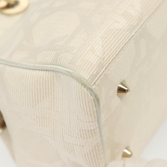 Christian Dior Canage Hand Bag Canvas White Gold Auth ep10239