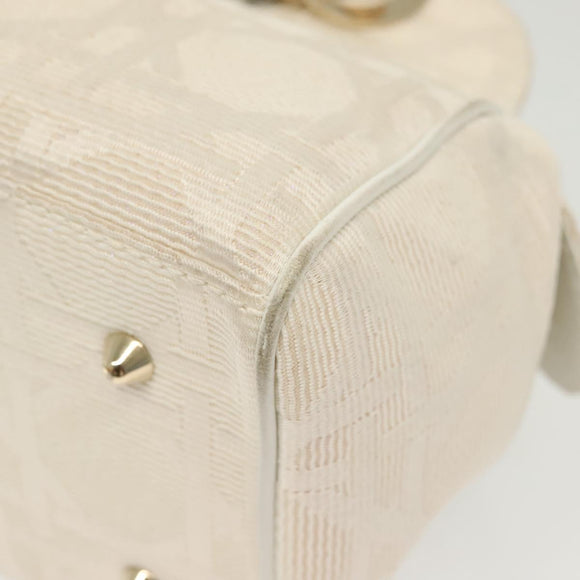 Christian Dior Canage Hand Bag Canvas White Gold Auth ep10239