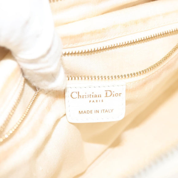 Christian Dior Canage Hand Bag Canvas White Gold Auth ep10239