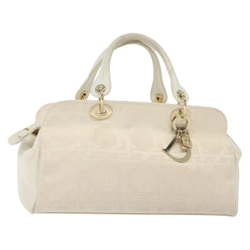Christian Dior Canage Hand Bag Canvas White Gold Auth ep10239