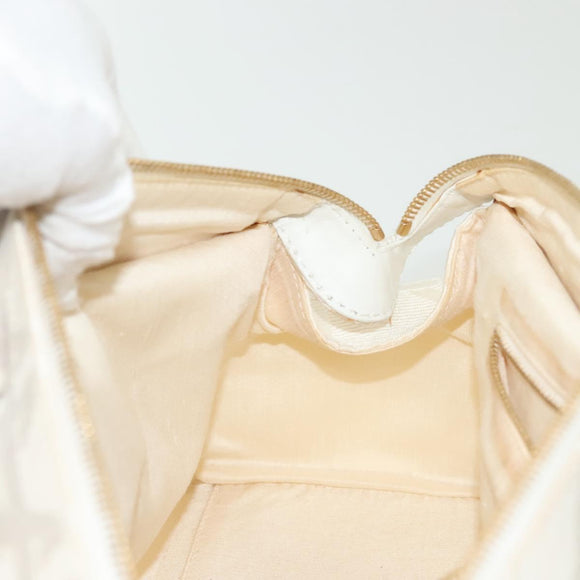 Christian Dior Canage Hand Bag Canvas White Gold Auth ep10239