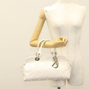 Christian Dior Canage Hand Bag Canvas White Gold Auth ep10239-23