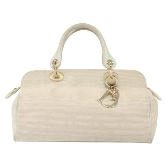 Christian Dior Canage Hand Bag Canvas White Gold Auth ep10239