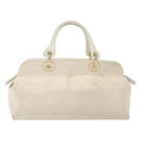 Christian Dior Canage Hand Bag Canvas White Gold Auth ep10239-2