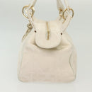 Christian Dior Canage Hand Bag Canvas White Gold Auth ep10239-3