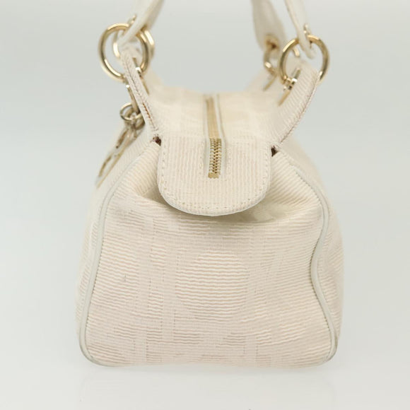 Christian Dior Canage Hand Bag Canvas White Gold Auth ep10239