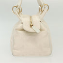 Christian Dior Canage Hand Bag Canvas White Gold Auth ep10239-4